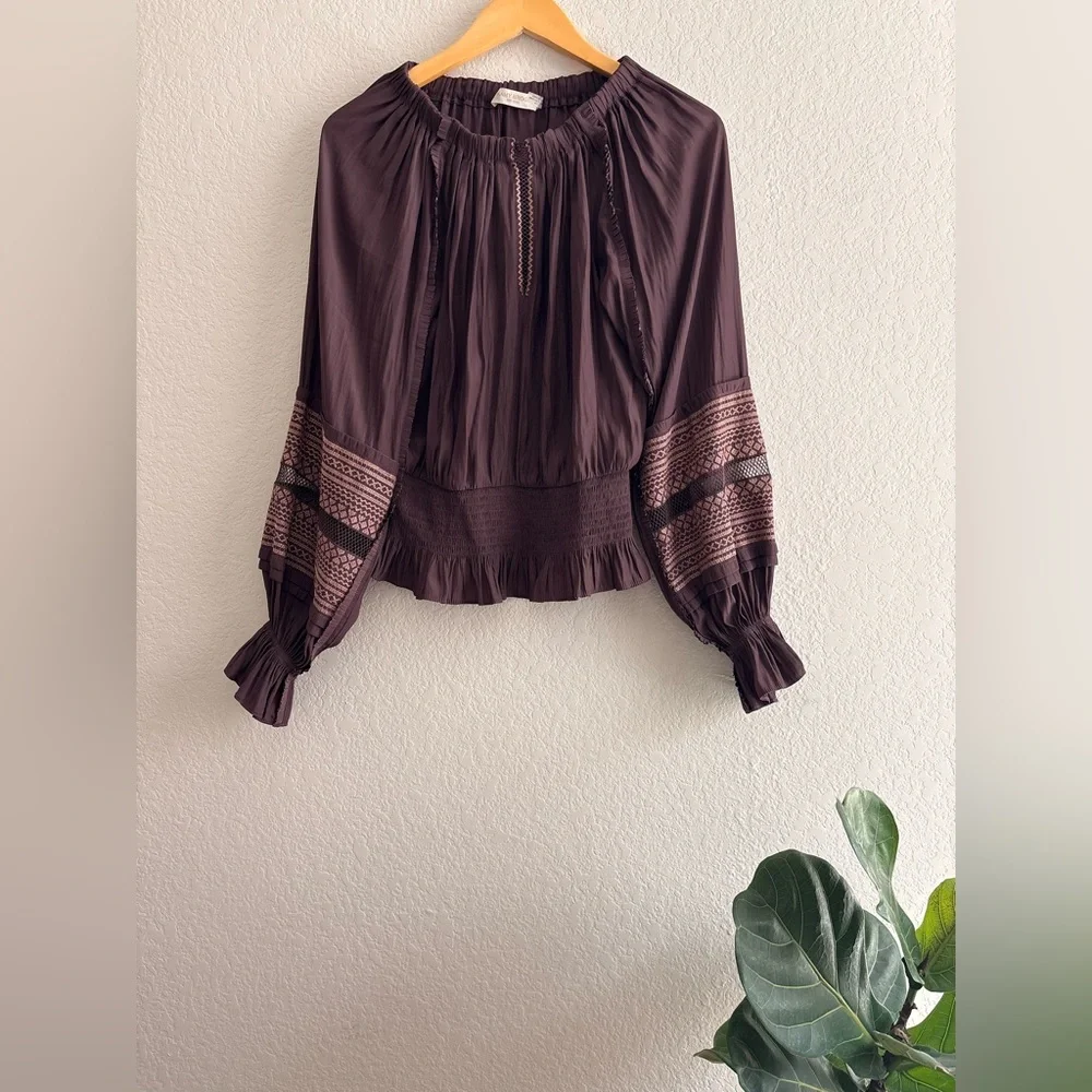 Ramy Brook Plum Blouse with Lace Details - Picture 2 of 7